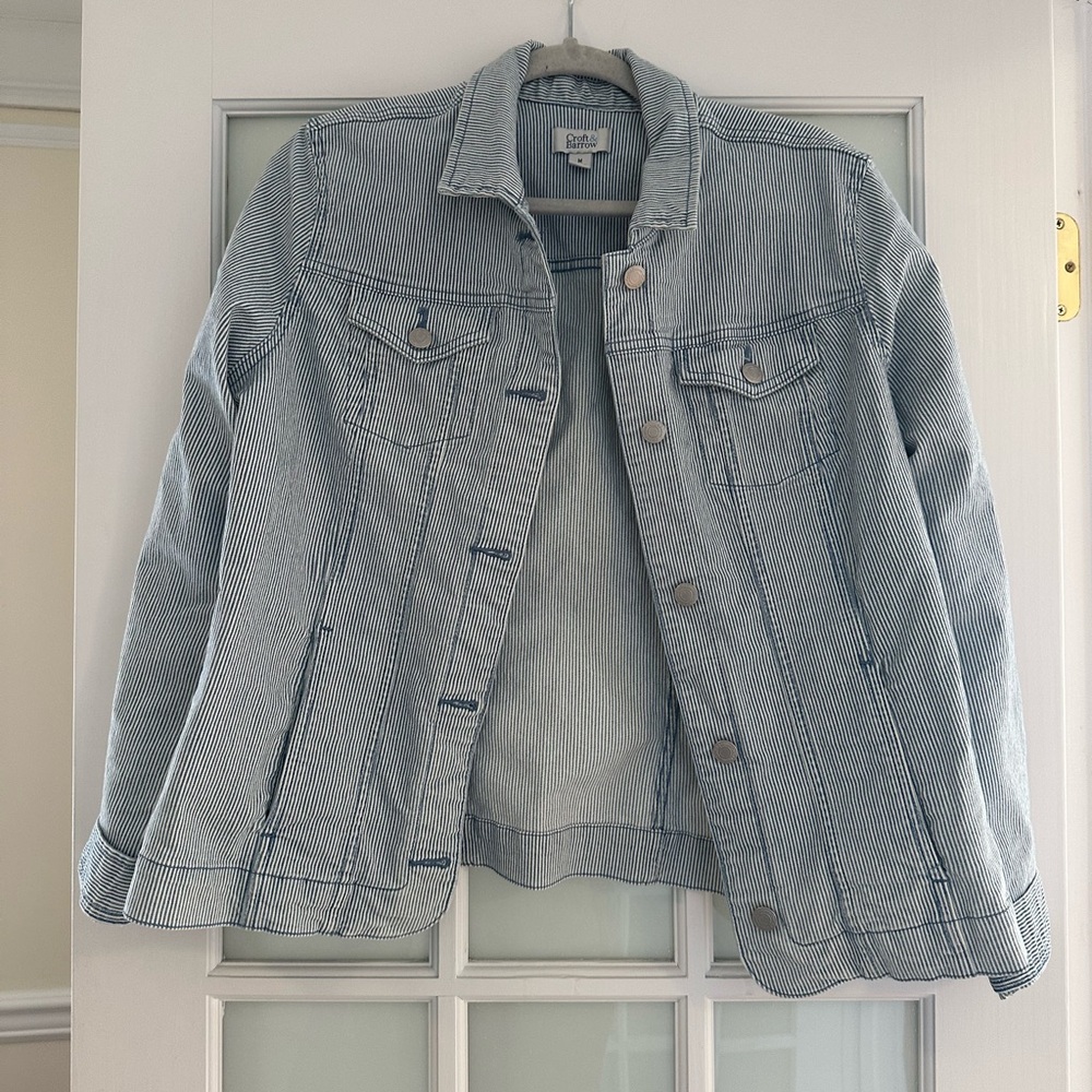 Croft & Barrow Light Blue Striped Jean Jacket